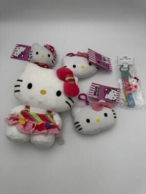 Hello Kitty Plush Toy Bundle Coin Purses Keychain 5 Pc Lot New With Tags